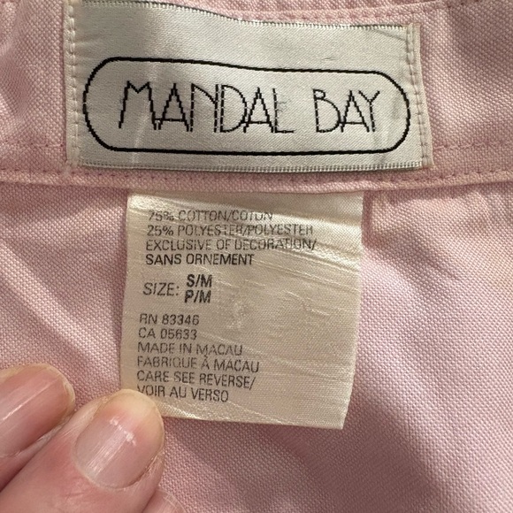 Vintage Mandal Bay Embroidered Button Up Shirt S/M Pink Garden Birdhouse 90s Y2K - Picture 11 of 13